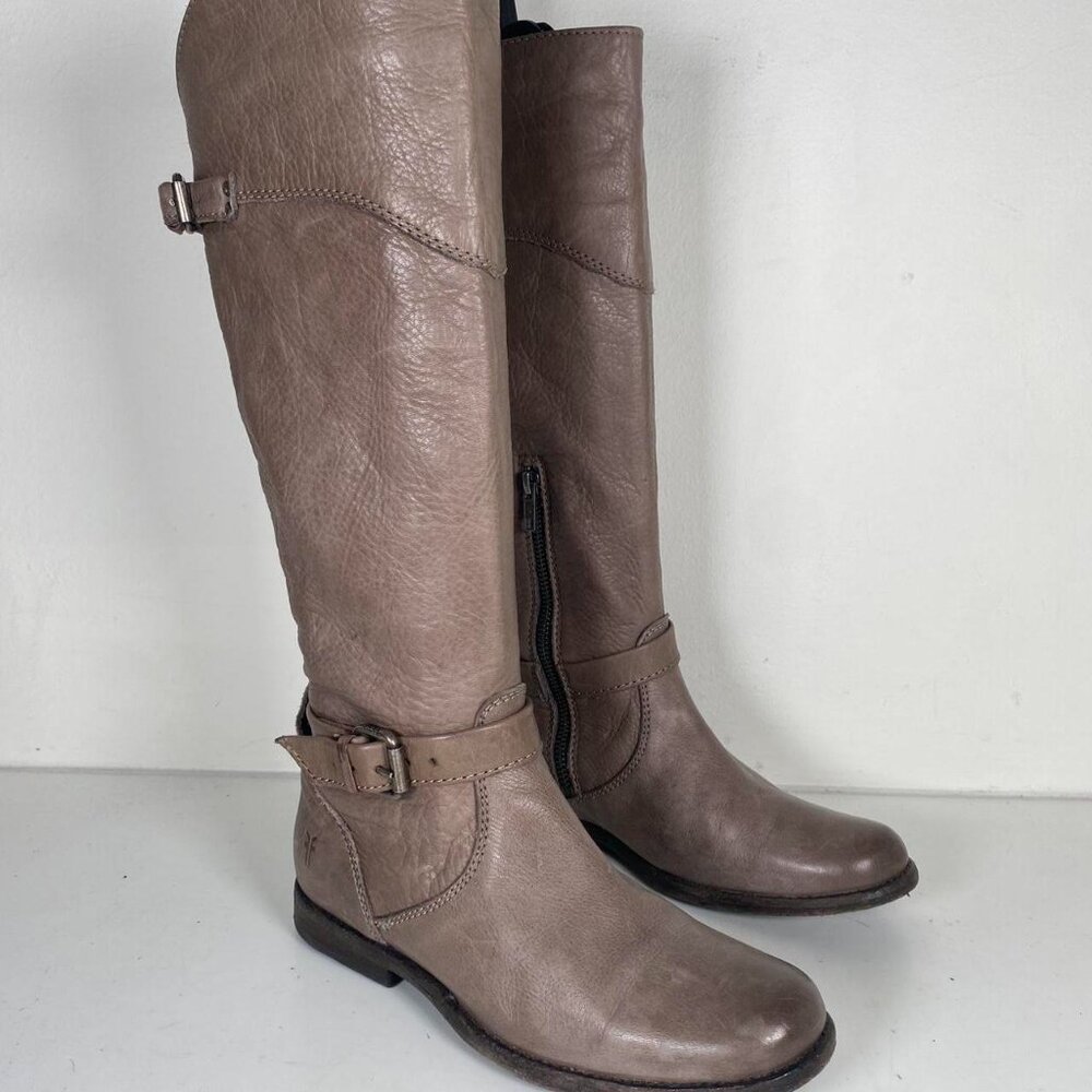 2000s Leather Riding Glam Calf High Boots